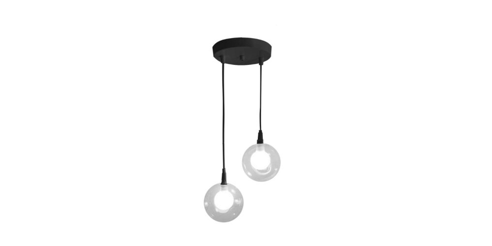 Mk Iluminação Pendente 2 Globos Preto